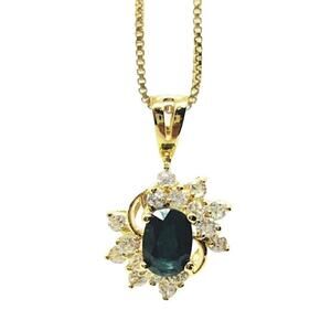18k Gold Plated Sterling Silver 925 Green Stone with CZ Halo Elegant Necklace‎